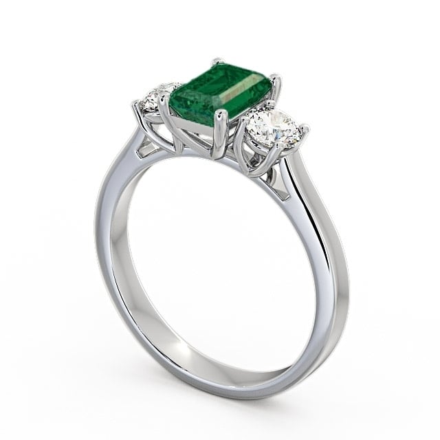 Three Stone Emerald and Diamond 1.00ct Ring Palladium - Ablington