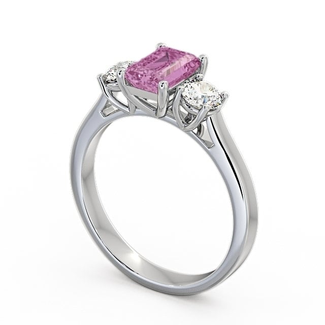 Three Stone Pink Sapphire and Diamond 1.15ct Ring 9K White Gold - Ablington