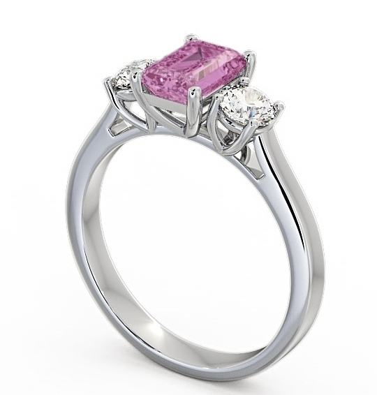 Three Stone Pink Sapphire and Diamond 1.15ct Ring 18K White Gold - Ablington TH14GEM_WG_PS_THUMB1