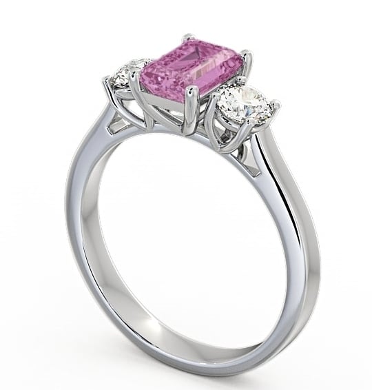 Three Stone Pink Sapphire and Diamond 1.15ct Ring 9K White Gold TH14GEM_WG_PS_THUMB1