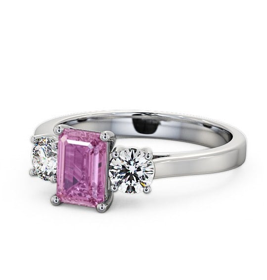  Three Stone Pink Sapphire and Diamond 1.15ct Ring 18K White Gold - Ablington TH14GEM_WG_PS_THUMB2 