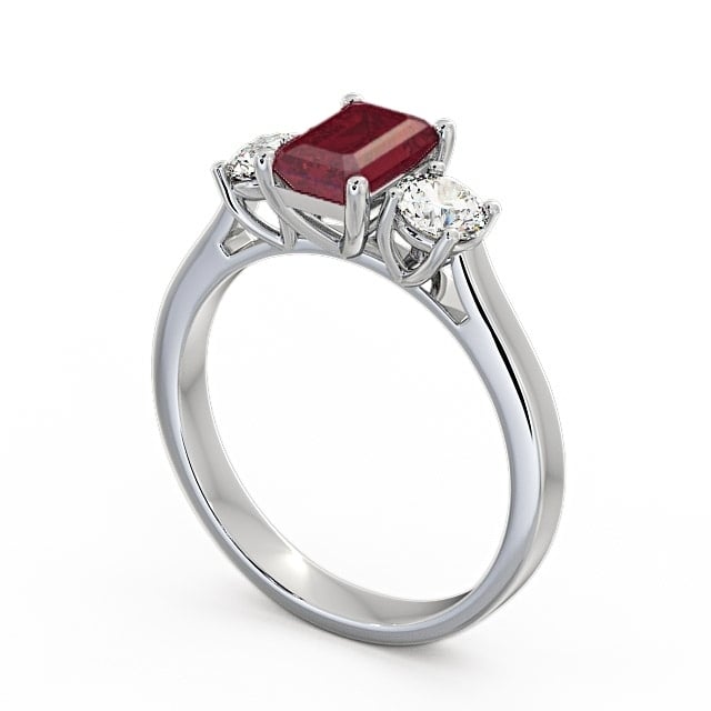 Three Stone Ruby and Diamond 1.15ct Ring Platinum - Ablington