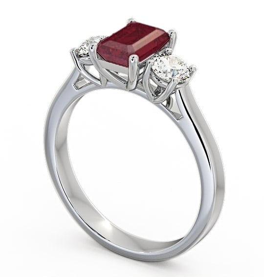 Three Stone Ruby and Diamond 1.15ct Ring 18K White Gold TH14GEM_WG_RU_THUMB1 