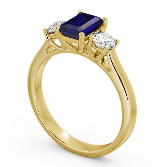 Three Stone Blue Sapphire and Diamond 1.15ct Ring 9K Yellow Gold TH14GEM_YG_BS_THUMB1