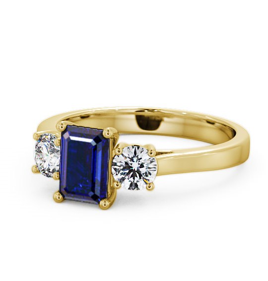  Three Stone Blue Sapphire and Diamond 1.15ct Ring 18K Yellow Gold - Ablington TH14GEM_YG_BS_THUMB2 