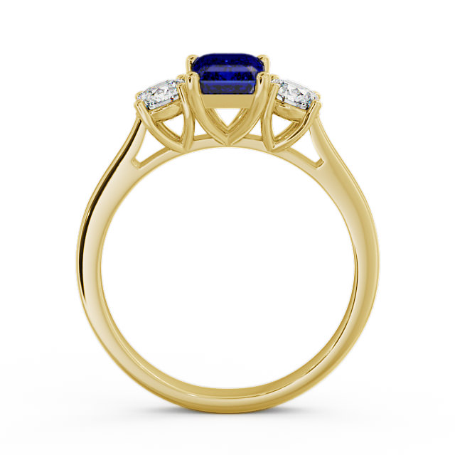 Three Stone Blue Sapphire and Diamond 1.15ct Ring 18K Yellow Gold - Ablington TH14GEM_YG_BS_UP