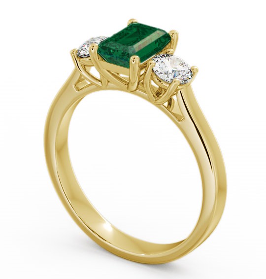 Three Stone Emerald and Diamond 1.00ct Ring 18K Yellow Gold TH14GEM_YG_EM_THUMB1 