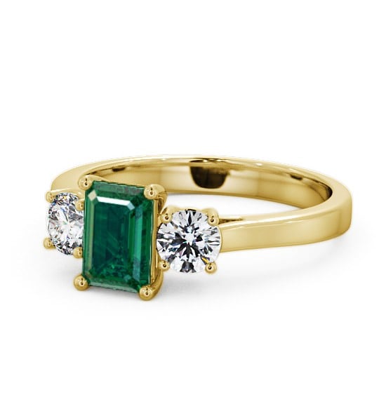Three Stone Emerald and Diamond 1.00ct Ring 18K Yellow Gold TH14GEM_YG_EM_THUMB2 