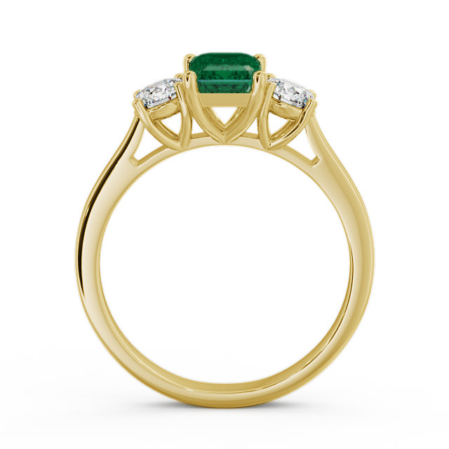 Three Stone Emerald and Diamond 1.00ct Ring 18K Yellow Gold - Ablington TH14GEM_YG_EM_UP