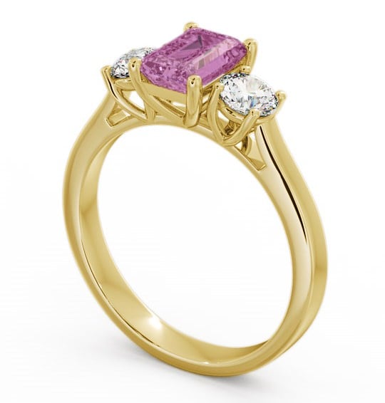 Three Stone Pink Sapphire and Diamond 1.15ct Ring 18K Yellow Gold TH14GEM_YG_PS_THUMB1 