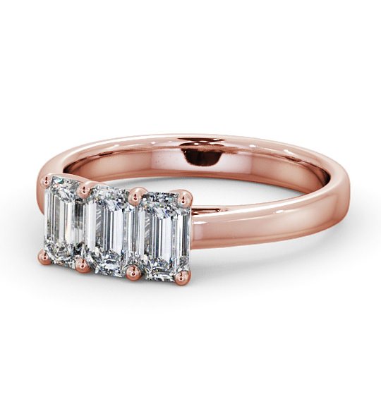  Three Stone Emerald Diamond Ring 18K Rose Gold - Dearnley TH15_RG_THUMB2 