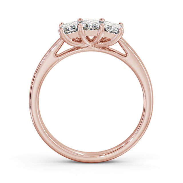 Three Stone Emerald Diamond Ring 9K Rose Gold - Dearnley TH15_RG_UP