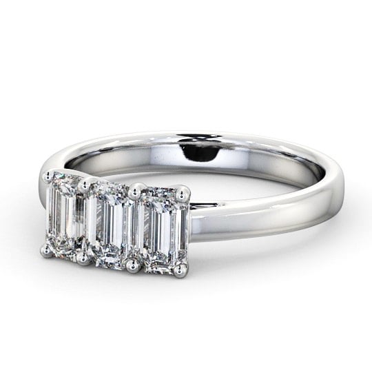  Three Stone Emerald Diamond Ring 9K White Gold - Dearnley TH15_WG_THUMB2 