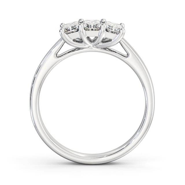Three Stone Emerald Diamond Ring 9K White Gold - Dearnley TH15_WG_UP