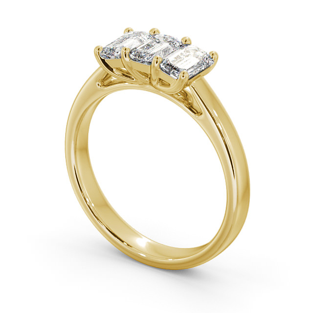 Three Stone Emerald Diamond Ring 9K Yellow Gold - Dearnley TH15_YG_SIDE