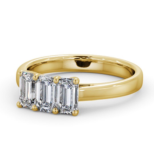  Three Stone Emerald Diamond Ring 9K Yellow Gold - Dearnley TH15_YG_THUMB2 