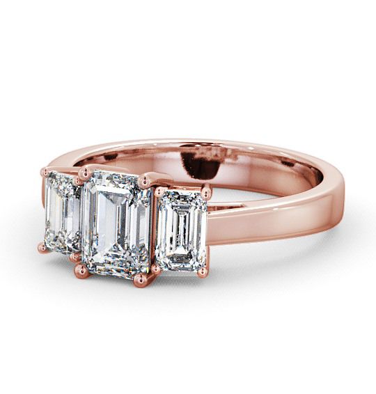  Three Stone Emerald Diamond Ring 9K Rose Gold - Hemley TH16_RG_THUMB2 