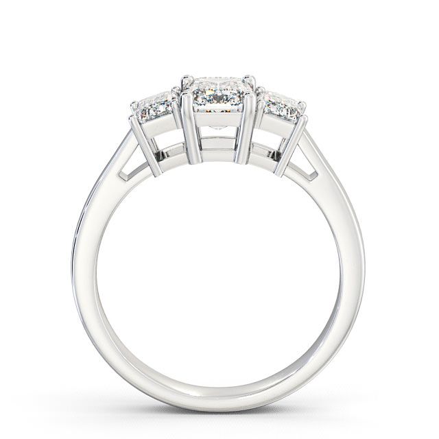 Three Stone Emerald Diamond Ring 18K White Gold - Hemley TH16_WG_UP