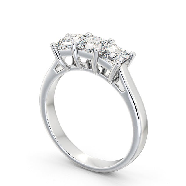Three Stone Princess Diamond Ring 9K White Gold - Petham TH17_WG_SIDE