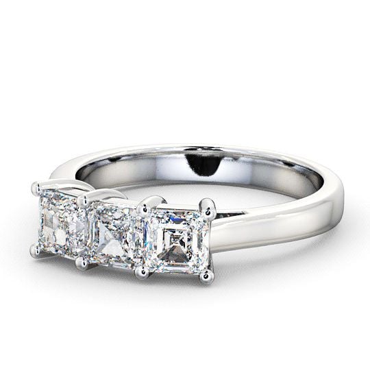 Three Stone Princess Diamond Trilogy Ring 18K White Gold TH17_WG_THUMB2 
