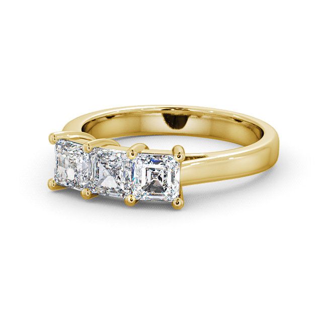 Three Stone Princess Diamond Ring 18K Yellow Gold - Petham TH17_YG_FLAT