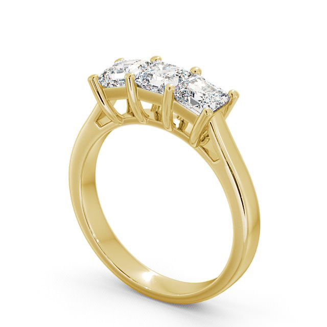 Three Stone Princess Diamond Ring 18K Yellow Gold - Petham TH17_YG_SIDE