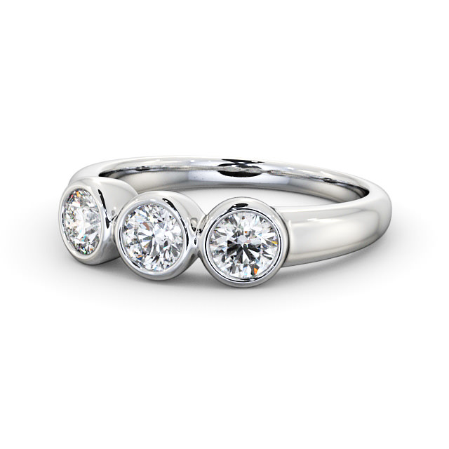 Three Stone Round Diamond Ring Platinum - Breage TH18_WG_FLAT