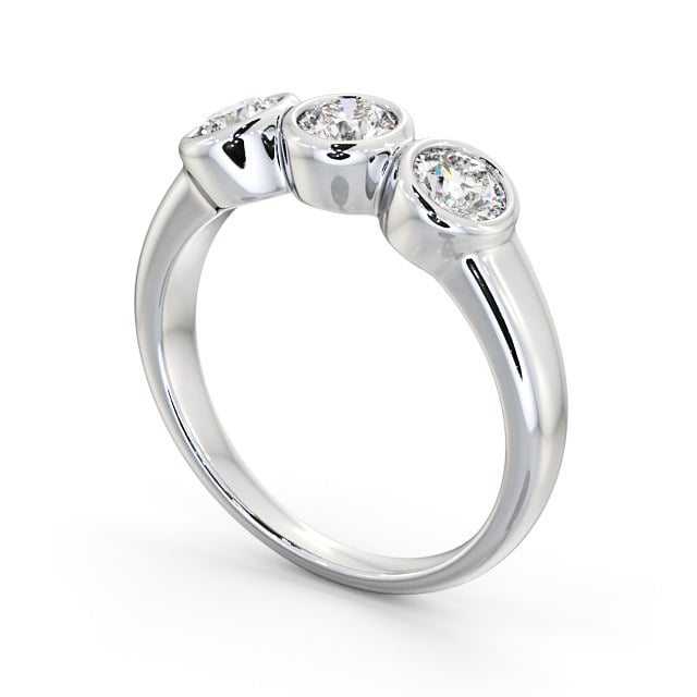 Three Stone Round Diamond Ring Platinum - Breage TH18_WG_SIDE