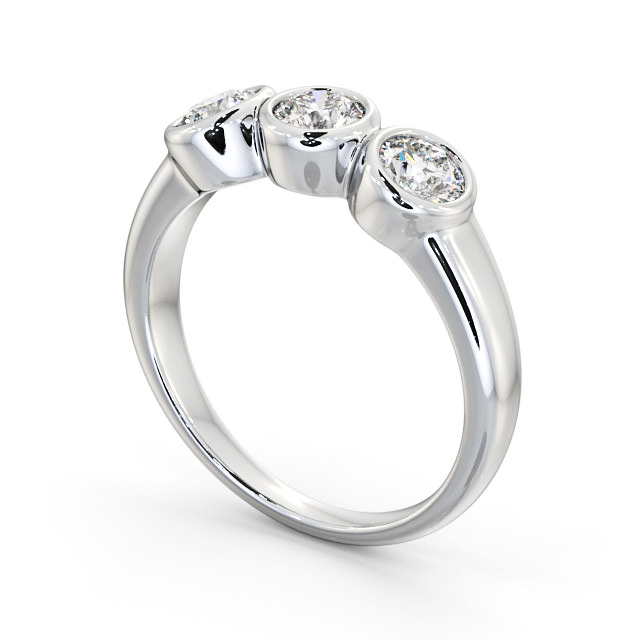 Three Stone Round Diamond Ring 18K White Gold - Breage TH18_WG_SIDE