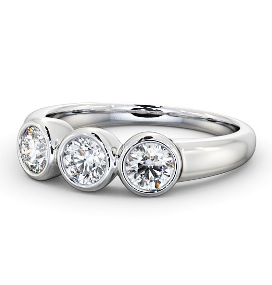 Three Stone Round Diamond Bezel Set Ring Platinum TH18_WG_THUMB2 