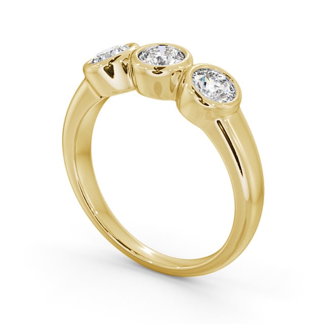 Three Stone Round Diamond Ring 18K Yellow Gold - Breage TH18_YG_SIDE