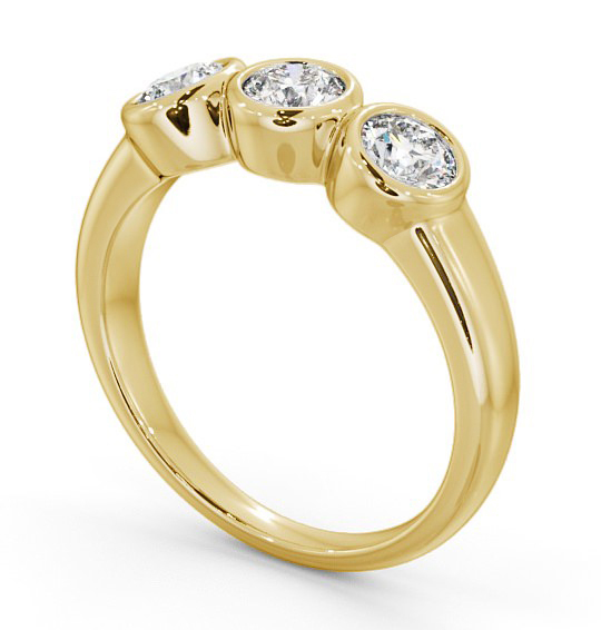 Three Stone Round Diamond Bezel Set Ring 18K Yellow Gold TH18_YG_THUMB1