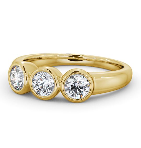Three Stone Round Diamond Bezel Set Ring 9K Yellow Gold TH18_YG_THUMB2 
