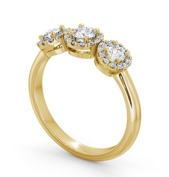 Three Stone Round Diamond Engagement Ring 9K Yellow Gold With Halo - Addiewell TH19_YG_THUMB1