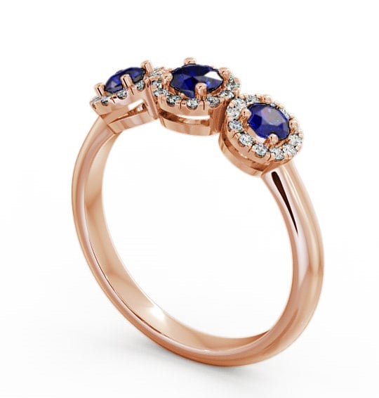 Three Stone Cluster Blue Sapphire and Diamond 0.64ct Ring 18K Rose Gold - Addiewell TH19GEM_RG_BS_THUMB1 