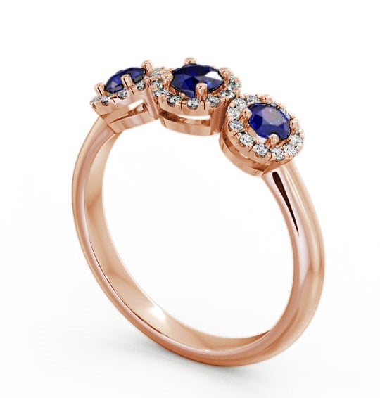 Three Stone Cluster Blue Sapphire and Diamond 0.64ct Ring 18K Rose Gold TH19GEM_RG_BS_THUMB1