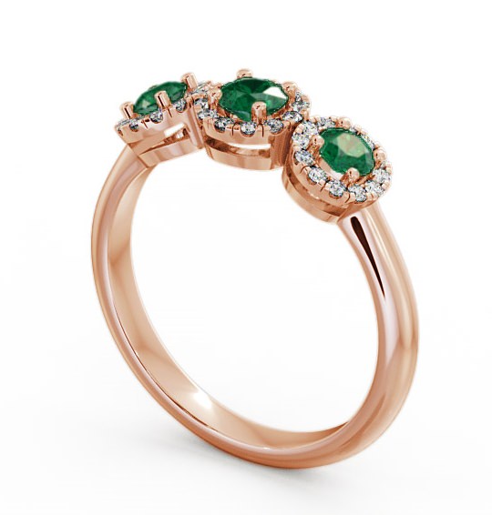  Three Stone Cluster Emerald and Diamond 0.55ct Ring 18K Rose Gold - Addiewell TH19GEM_RG_EM_THUMB1 