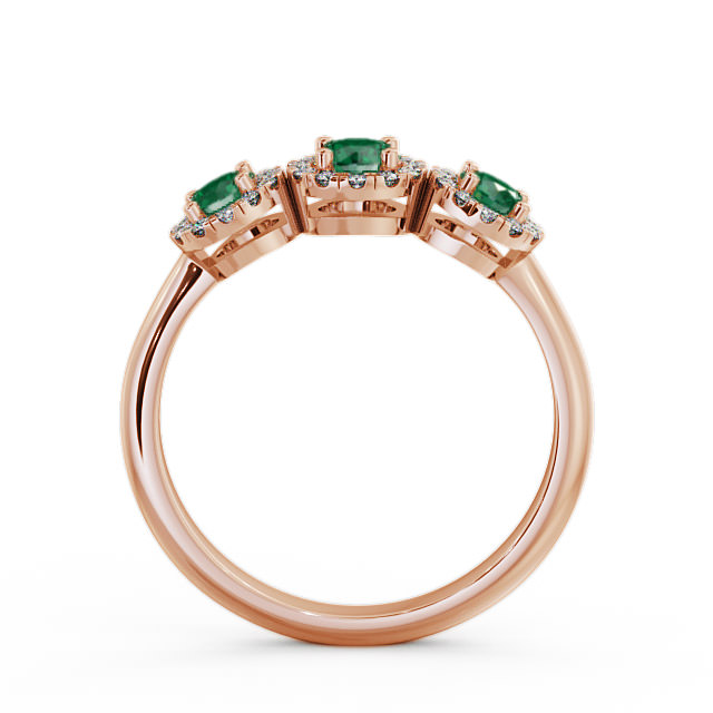 Three Stone Cluster Emerald and Diamond 0.55ct Ring 18K Rose Gold - Addiewell TH19GEM_RG_EM_UP