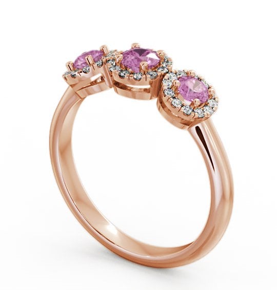 Three Stone Cluster Pink Sapphire and Diamond 0.64ct Ring 9K Rose Gold TH19GEM_RG_PS_THUMB1