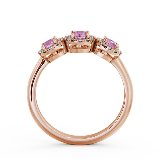 Three Stone Cluster Pink Sapphire and Diamond 0.64ct Ring 18K Rose Gold - Addiewell TH19GEM_RG_PS_UP