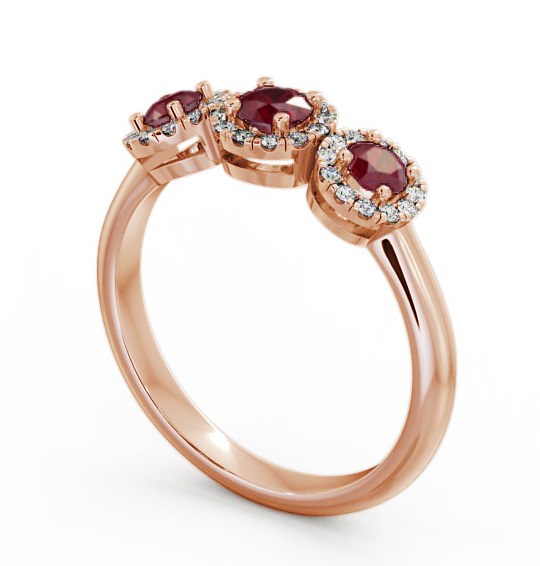 Three Stone Cluster Ruby and Diamond 0.64ct Ring 9K Rose Gold TH19GEM_RG_RU_THUMB1