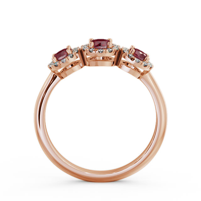 Three Stone Cluster Ruby and Diamond 0.64ct Ring 18K Rose Gold - Addiewell TH19GEM_RG_RU_UP