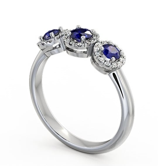 Three Stone Cluster Blue Sapphire and Diamond 0.64ct Ring Platinum TH19GEM_WG_BS_THUMB1