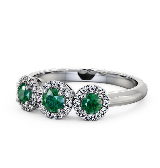  Three Stone Cluster Emerald and Diamond 0.55ct Ring 18K White Gold - Addiewell TH19GEM_WG_EM_THUMB2 