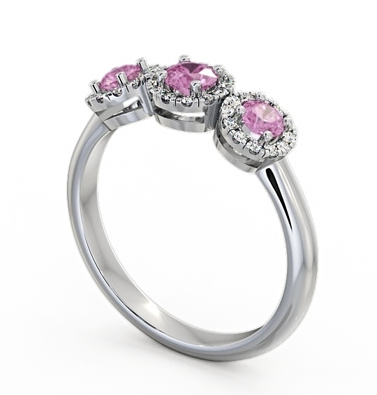  Three Stone Cluster Pink Sapphire and Diamond 0.64ct Ring 18K White Gold - Addiewell TH19GEM_WG_PS_THUMB1 