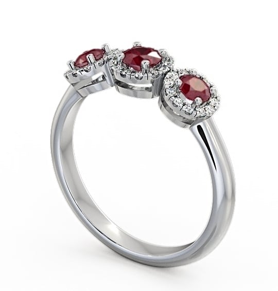 Three Stone Cluster Ruby and Diamond 0.64ct Ring Platinum TH19GEM_WG_RU_THUMB1