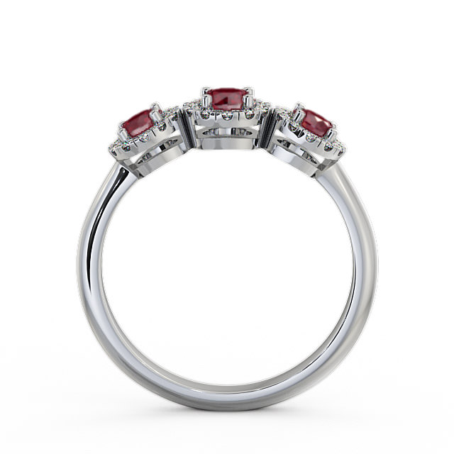 Three Stone Cluster Ruby and Diamond 0.64ct Ring 9K White Gold - Addiewell TH19GEM_WG_RU_UP