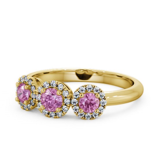 Three Stone Cluster Pink Sapphire and Diamond 0.64ct Ring 18K Yellow Gold TH19GEM_YG_PS_THUMB2 
