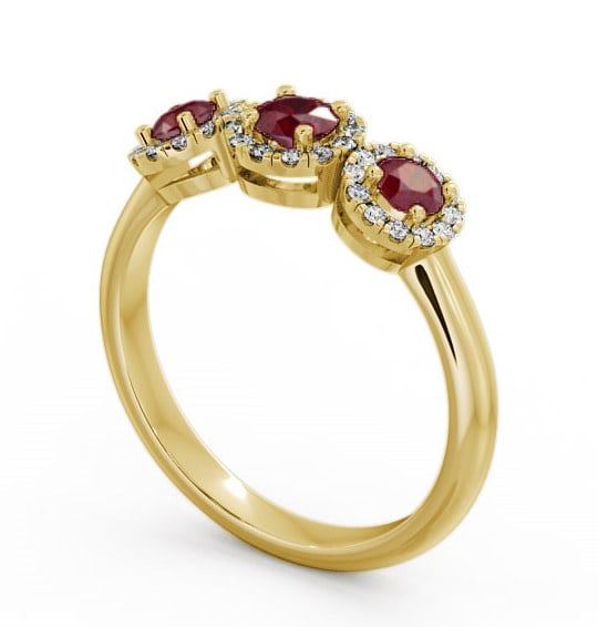 Three Stone Cluster Ruby and Diamond 0.64ct Ring 9K Yellow Gold TH19GEM_YG_RU_THUMB1