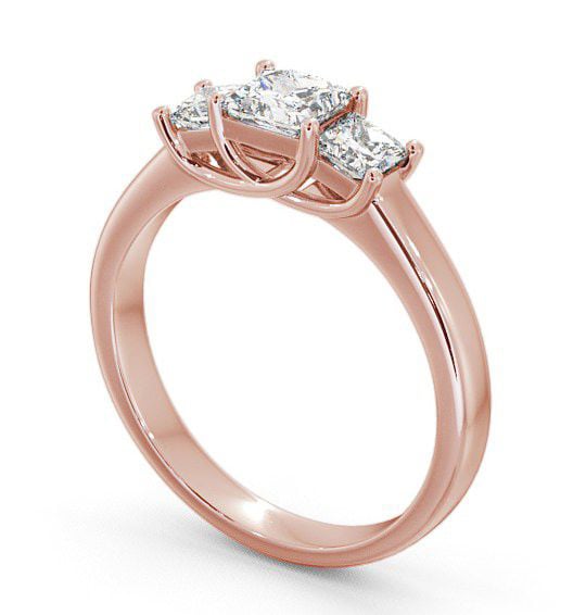 Three Stone Princess Diamond Sweeping Prongs Ring 9K Rose Gold TH1_RG_THUMB1